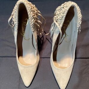 Nina Elegant Cream Textured Heels